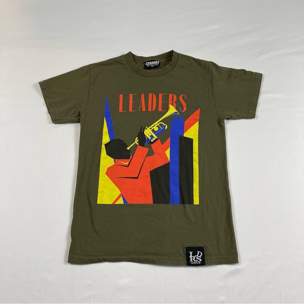 LEADERS 1354 CHICAGO LDRS "DECO" TEE SHIRT Green Made In USA Size:Small